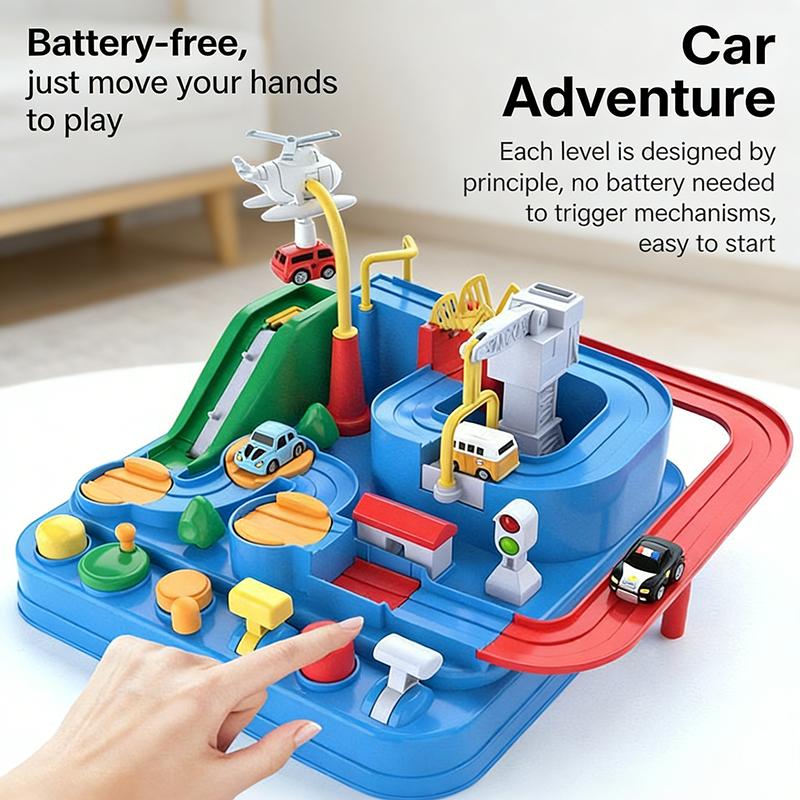 Multi-Functional Interactive Adventure Track Set: 4 Toy Cars with Multiple Play Stations