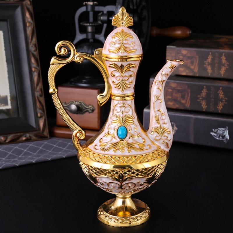 European Wine Set, Alloy Home Wine Pot Wine Glass Set, Exquisite Vintage Wine Glass, Wine Pot Home Living Room Decoration, 1Set