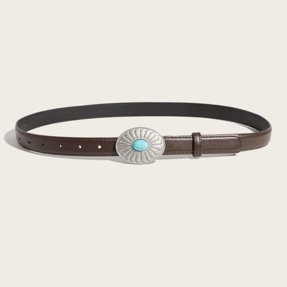 Silver Buckle Women's Belt Simple Waist Strap Fashion Waist Belt Dress Decoration