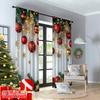 2D flat printing 2pcs Merry Christmas Scene Curtains Red and Gold Ball Pine Branch Snowflake Machine Washable Polyester Without