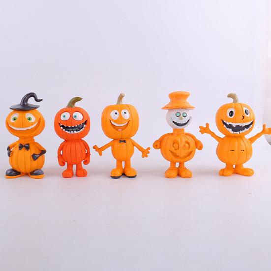 Statuetta Uomo Zucca Decorazione Zucca di Halloween Resina Scultura Zucca Spettrale per Decorazione da Tavolo da Interno Esterno Mensola