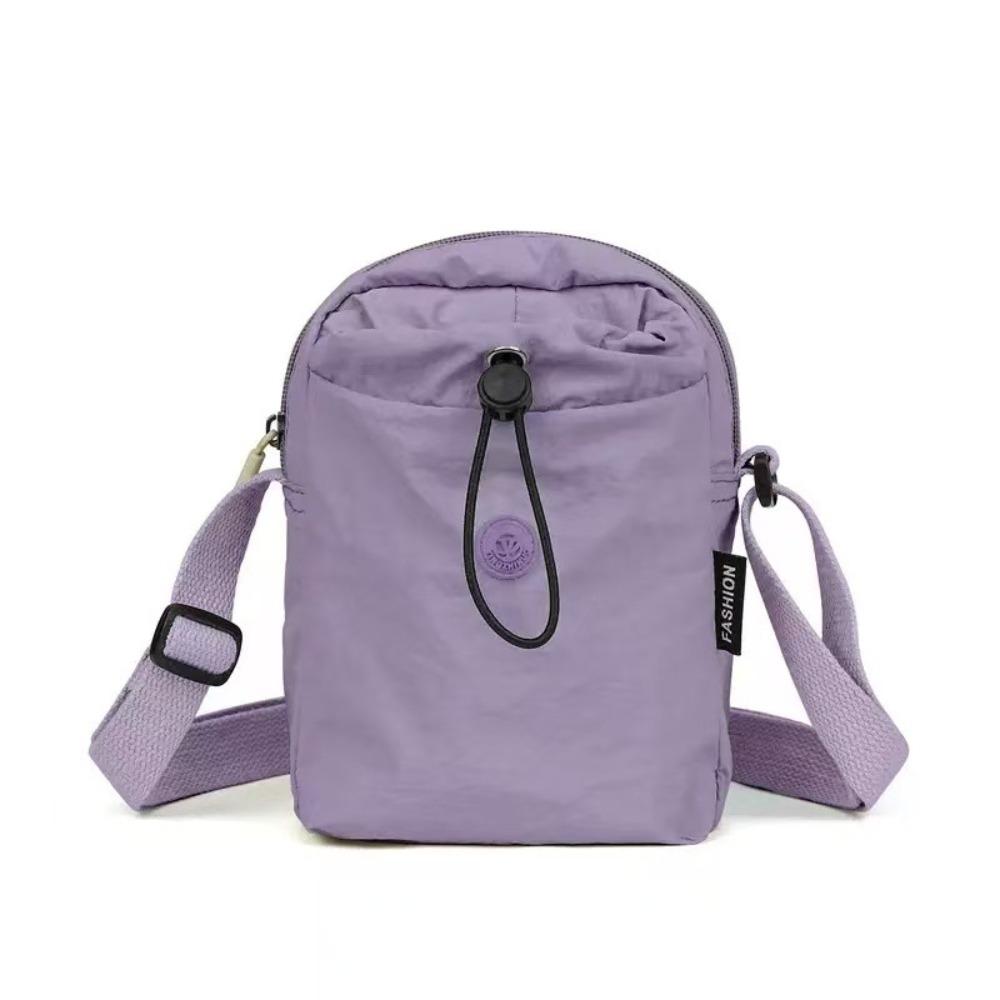 Compact Polyester Crossbody Phone Bag Solid Color Casual Drawstring Small Bag Single Shoulder Bag Unisex