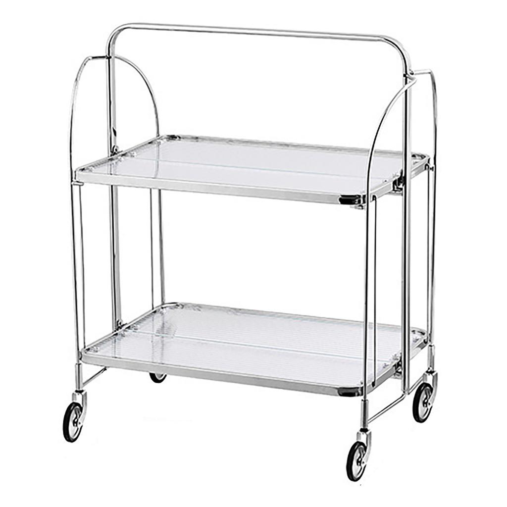 Storage Rolling Cart 2 Tier Glass Utility Organization Mobile Shelving for Bedroom Living Room