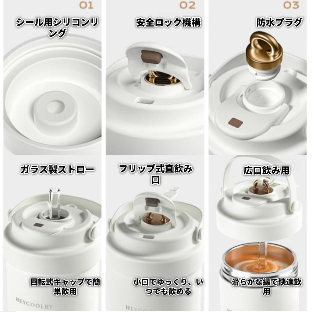 500ml Ceramic Use Vacuum Keeps Drinks Hot or with Expandable Straw Tumbler, 3-Way (Direct Drinking/Straw/With Lid), Non-Coated, Insulated, Cold,