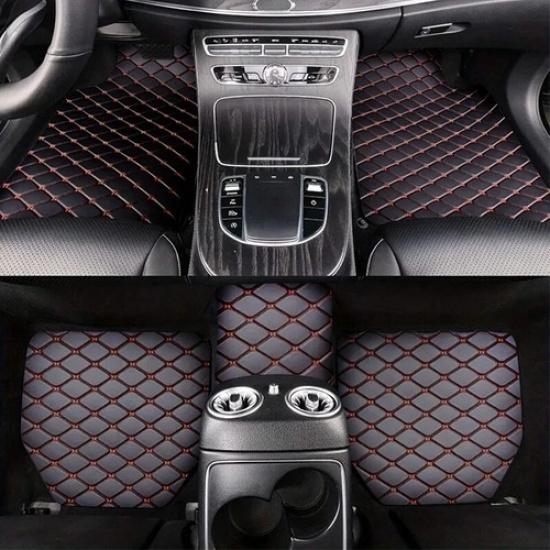 5Pcs Car Floor Mats PU Leather Waterproof Dust-Proof Auto Carpet Protector pads