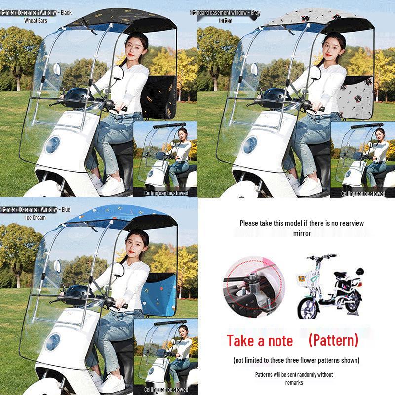 Enhanced Electric Motorcycle Canopy: Rainproof, Removable, and Windproof Umbrella