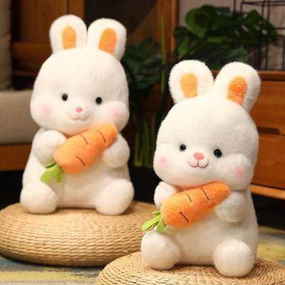 Cute Little White Rabbit Doll Plush Toy Carrot Rabbit Throw Pillow Children'S Day Soothing Girlfriend Birthday Gift