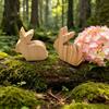 6pcs Wooden Bunny Figurines Wood Rabbit Decorations with Jute Twine Rustic Tabletop Ornaments for Home Decor and Farmhouse