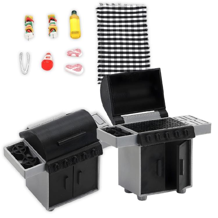 Metal Barbecue Grill Model for Dollhouses Furniture, Deck Cookout Display Accessory Use Case Display Item