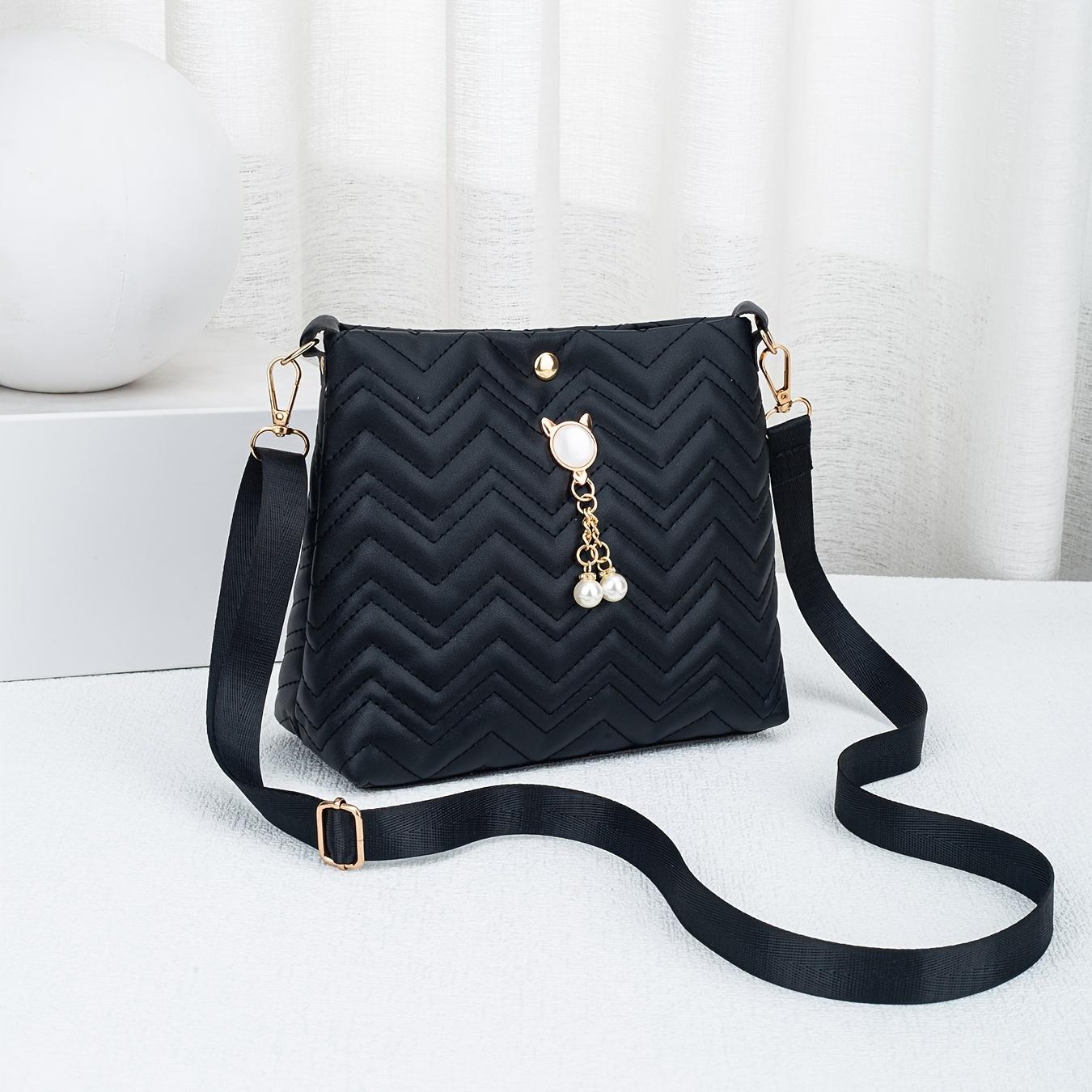 

Мини-сумка через плечо Wave Quilted: Модная сумка и кошелек через плечо чёрный