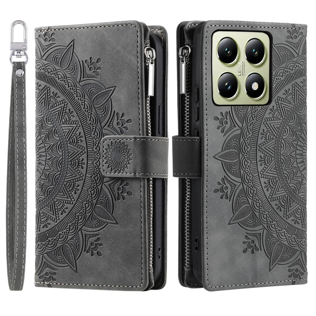 Style 006 For Xiaomi 14T Pro Wallet Case PU Leather Phone Cover Mandala Flower Pattern