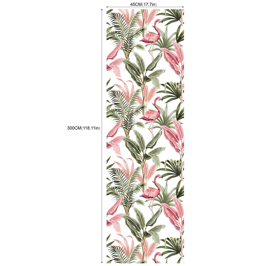 Removable Seamless Self-Adhesive Wallpaper for Living Room Background (Green Plants and Flowers)