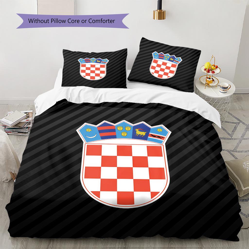 Hrvatski Nogometni Savez Pattern Bedding Quilt Set Home Decoration Gift (1 * Duvet Cover + 2 * Pillowcase Without Core)