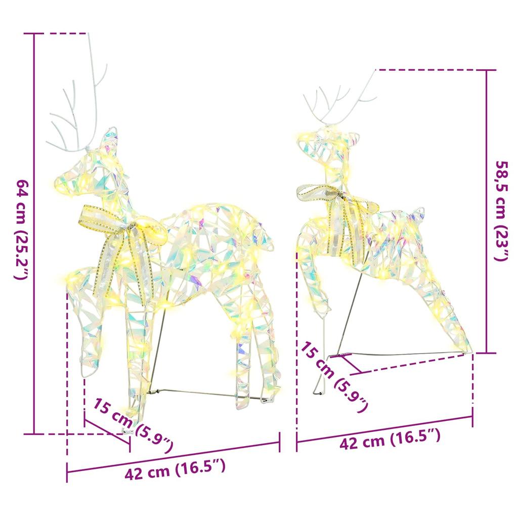 LED Reindeer 5 Pcs. 40 LEDs Multicolor 42 X 15 X 64 Cm PET