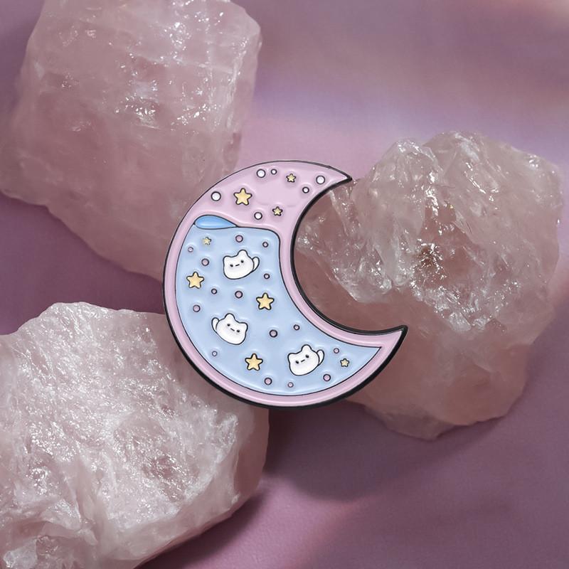 Whimsical Dreamy Pink Galaxy Drift Bottle Brooch Artistic Enamel Badge For Wear Trendy