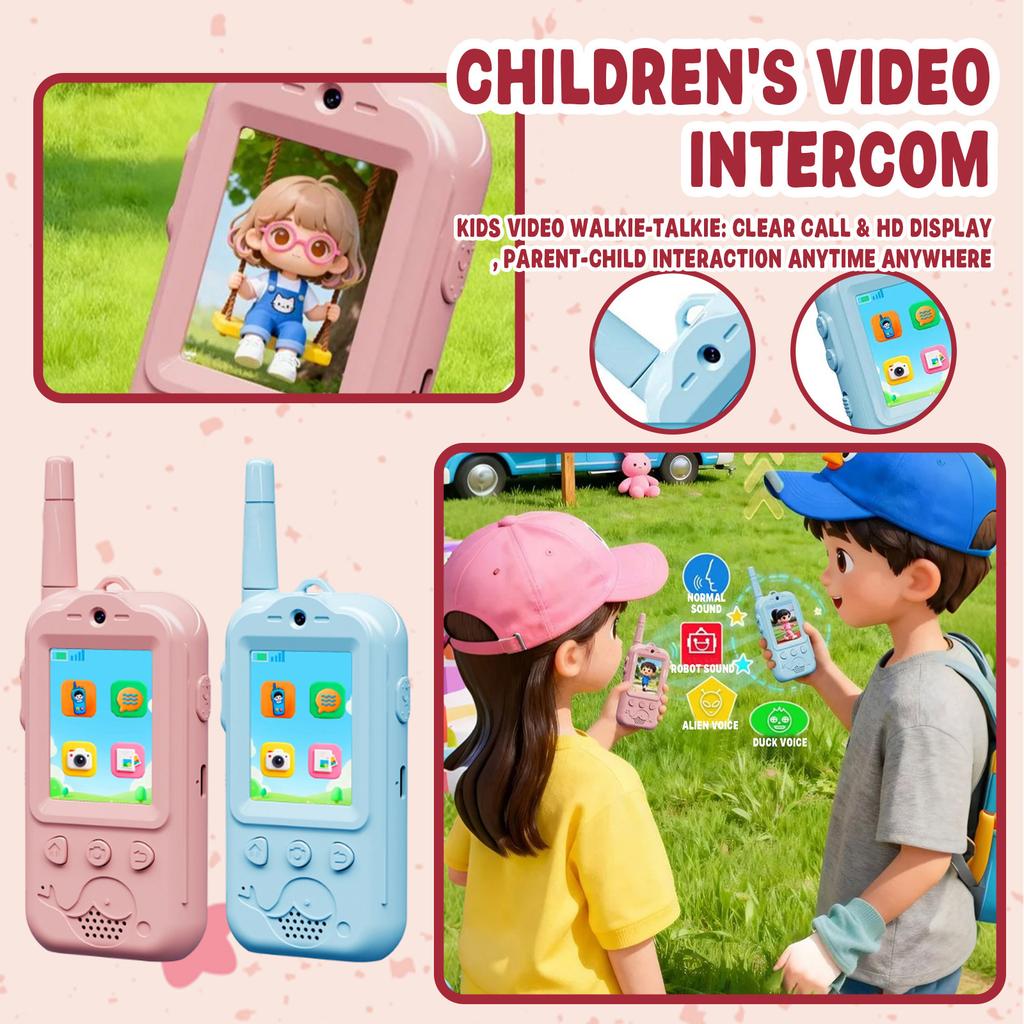 Video Walkie Talkies For Kids, 2 Pack Rechargeable Kids Video Walkie Talkies With Camera, Walkie Talkie For Indoor Outdoor Games, Camping