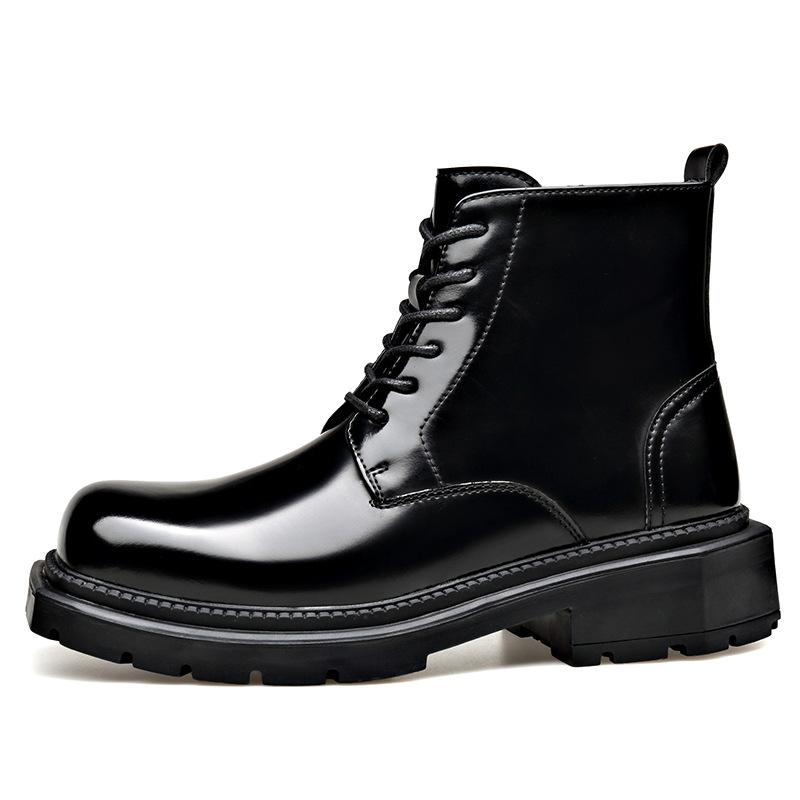 

Модные мужские ботинки на платформе в британском стиле, модные повседневные кожаные дизайнерские теплые хлопковые ботинки, осенне-зимние ботильоны для мужчин 38 чёрный