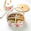 Ruhan Portable Divided Ceramic Snack Plate with Lid