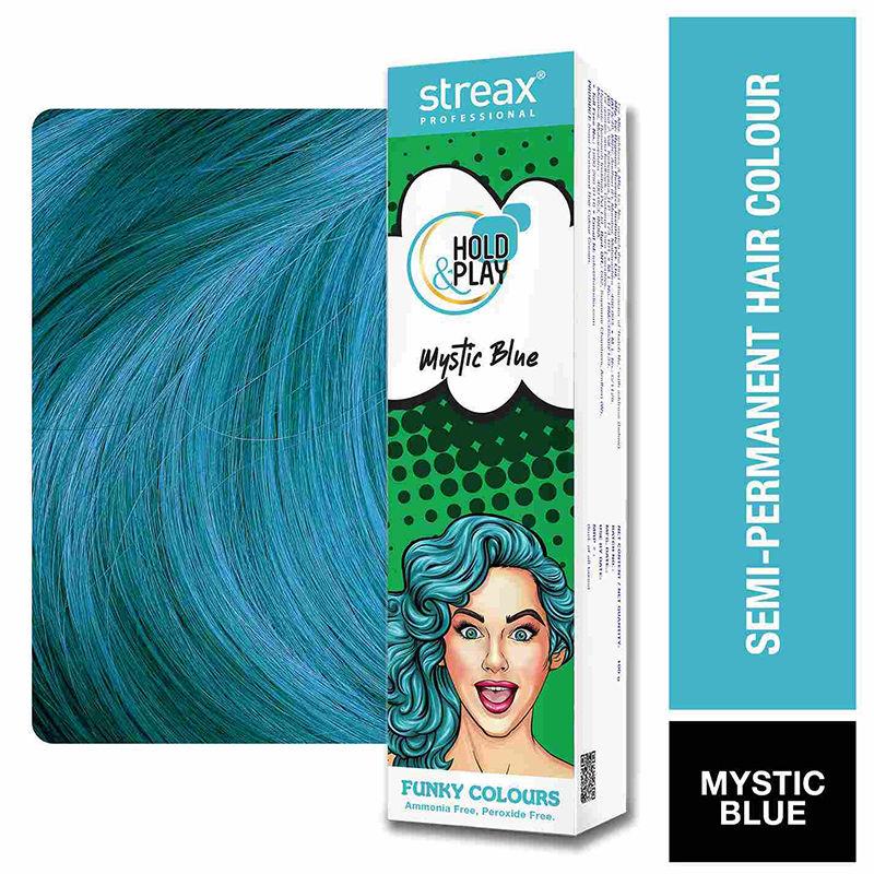 Streax Professional Mystic Blue Semi Permanent Hair Color 100g Pack Of 1 Ammonia Free Peroxide Free Vibrant Funky Hair Dye