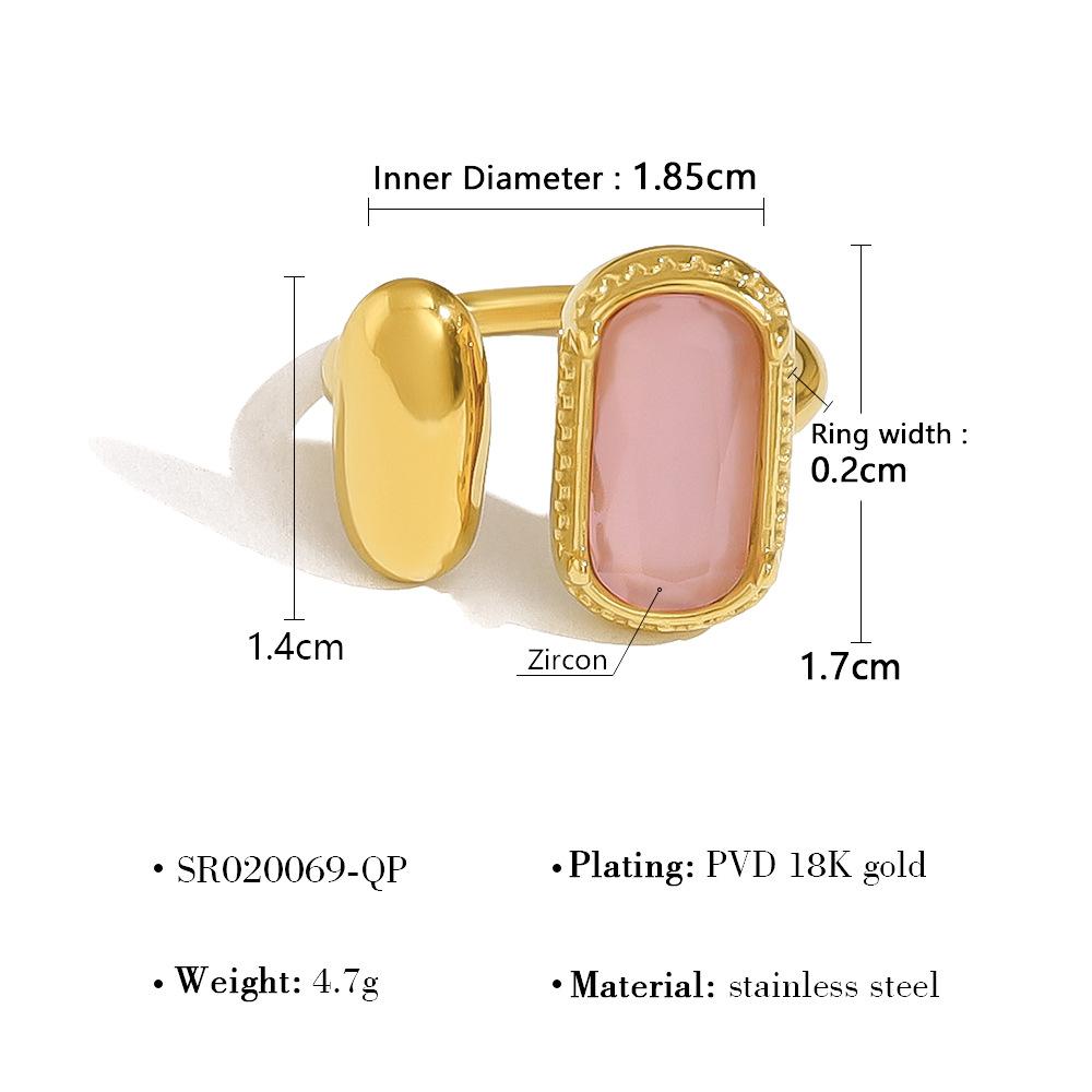 Square Inlaid Zircon Open Ring Women's Fashion Light Luxury High-end Jewelry Gift