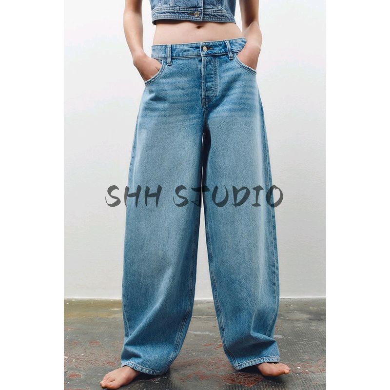 Women's Spring Clothing Balloon Style High Waist Jeans 3777025 V Neck Sleeveless Denim Vest 3777024