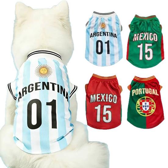 Dog Soccer Jersey Breathable Dog T-Shirt Football Style Dog Apparel Summer Clothes for Small Medium Dogs Cats