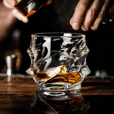 Storm Whiskey Glass with Wave Texture 320ml Spirits Tumbler for Bourbon Cocktails Lead-Free Iced Drink Glass Elegant Home Bar Gift