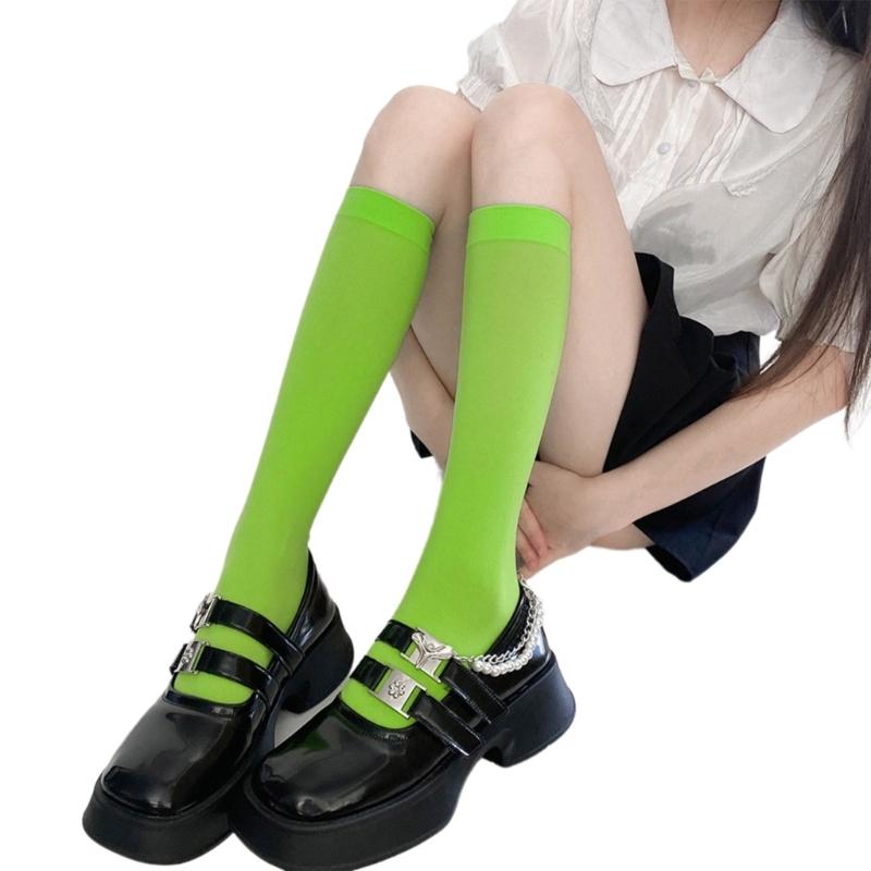 Colorful Calf Socks Velvets Knee High Stockings Lightweight Breathable Knee High Socks Student Girls Middle Tube Socks