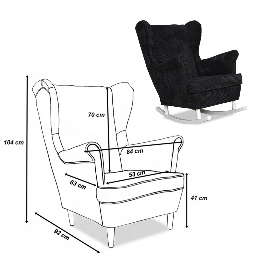 Bonito Rocking Chair, Scandinavian Family Meble, Corduroy, Black, PRO