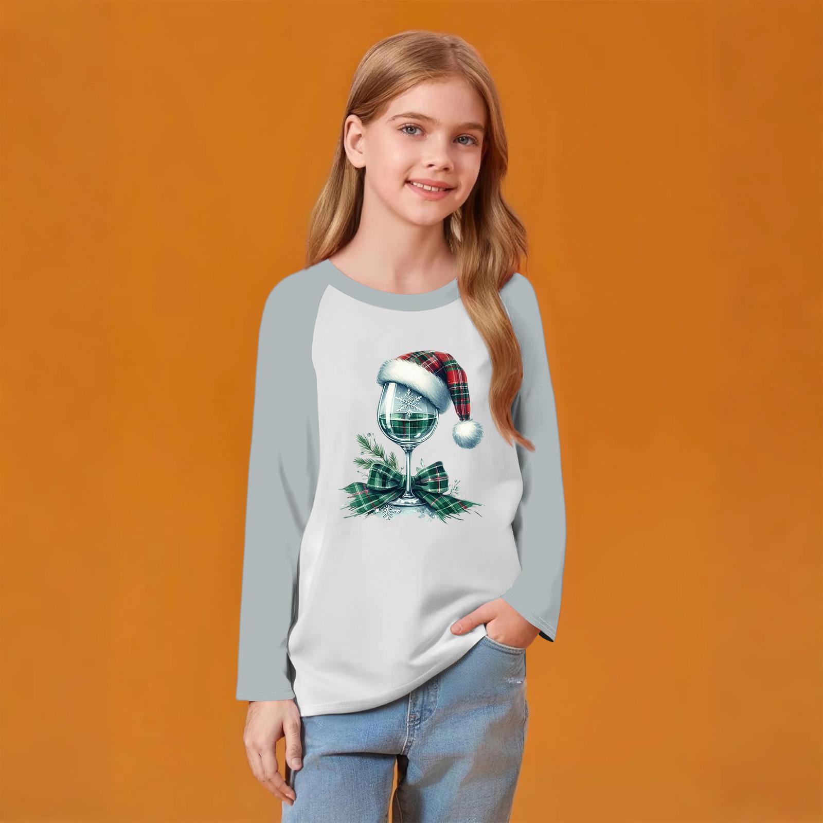 

Детский модный удобный пуловер с рождественским принтом на шее, топ с длинным рукавом 130