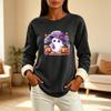 Women's Lined Round Neck Long Sleeve Halloween Print Casual Top for Winter