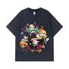 275 GSM Washed T-shirts 100% Cotton Demon Slayer V111 Halloween Print Unisex Heavy Cotton T Shirt