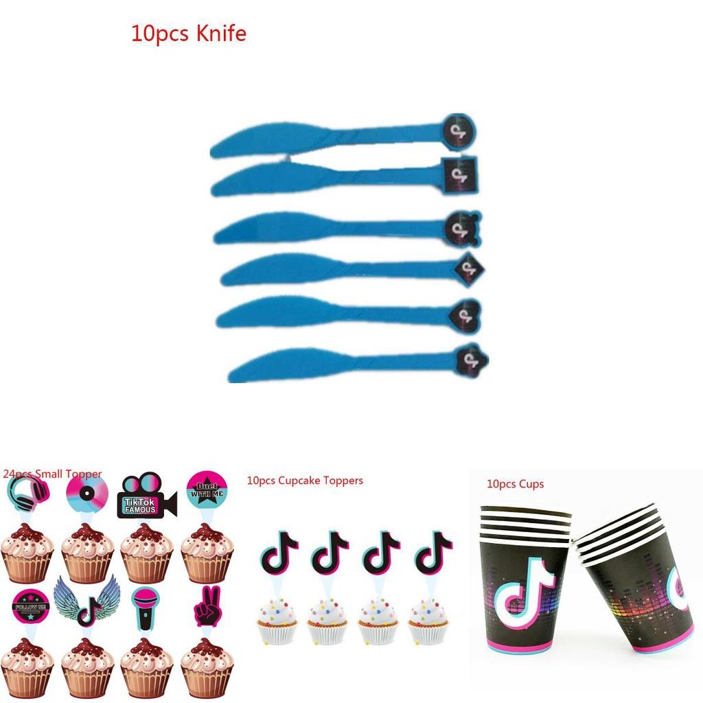 Colorful Tik Tok Birthday Party Supplies Set Featuring Fun Tableware Decor Plates Cups And Banner