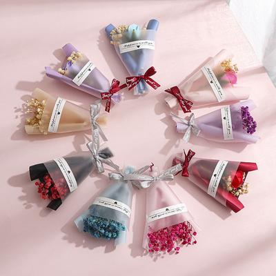 Valentinstag Fake Mini-Strauß Künstliche Aromatherapie-Seife Rosenstrauß Simulation Getrocknete Schleierkrautblumen Geschenke für Mama Frauen Ehefrau