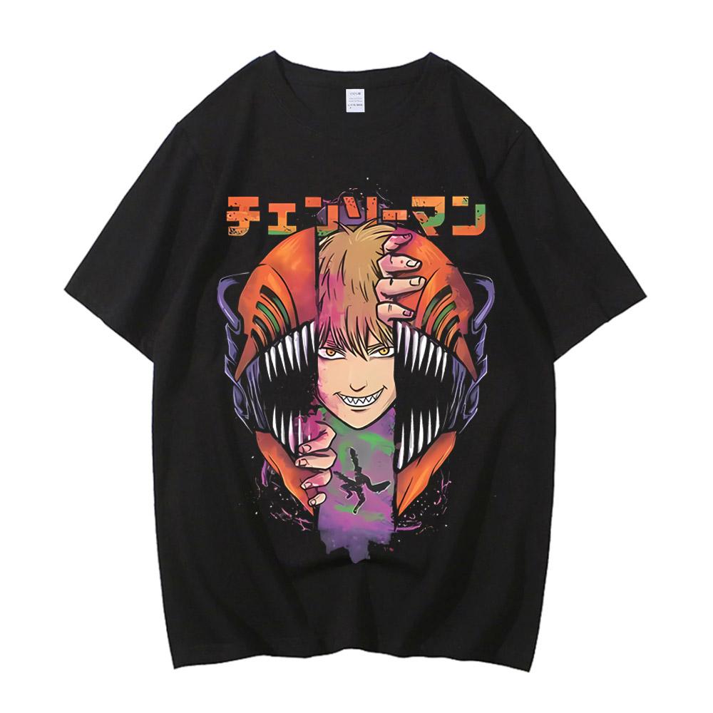Chainsaw Man T Shirt Men Retro Vintage Printed Graphic T Shirt Women Harajuku High Quality Cotton Casual Short Sleeve Tshirt