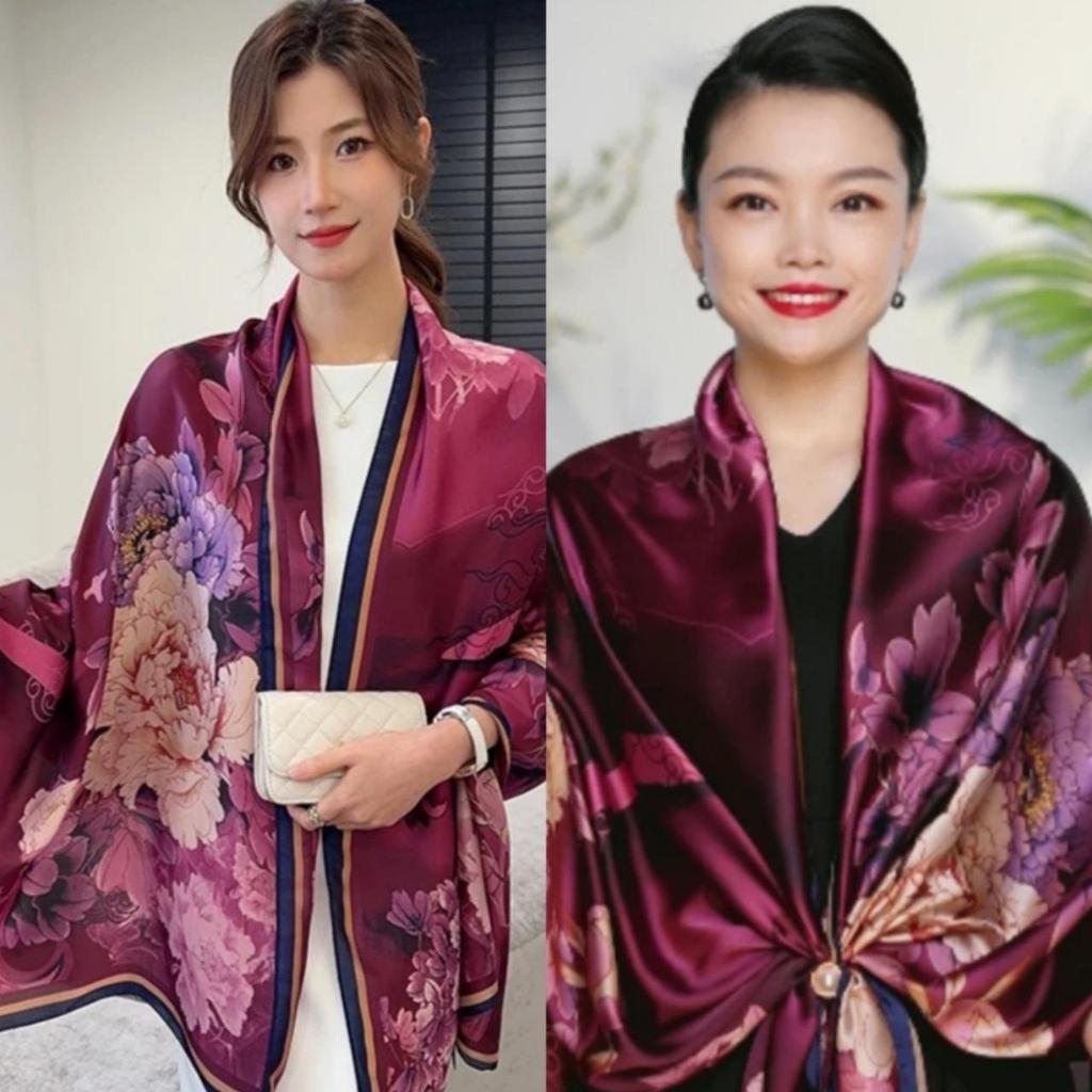 2024 Stylish Korean Brocade Silk Scarf for Women - Versatile Spring/Autumn Shawl