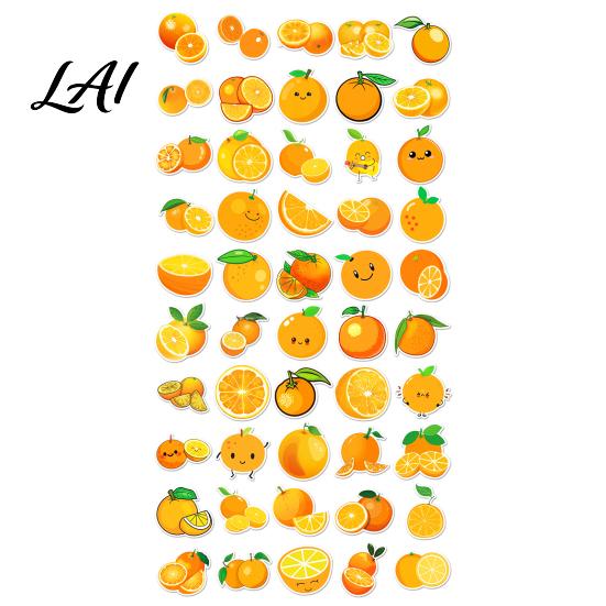 Creative Collage Materials for Students 50PCS Cartoon Orange Theme Stickers Healing Style Waterproof Vinyl Adhesive Labels Lunch Boxes Decals,
