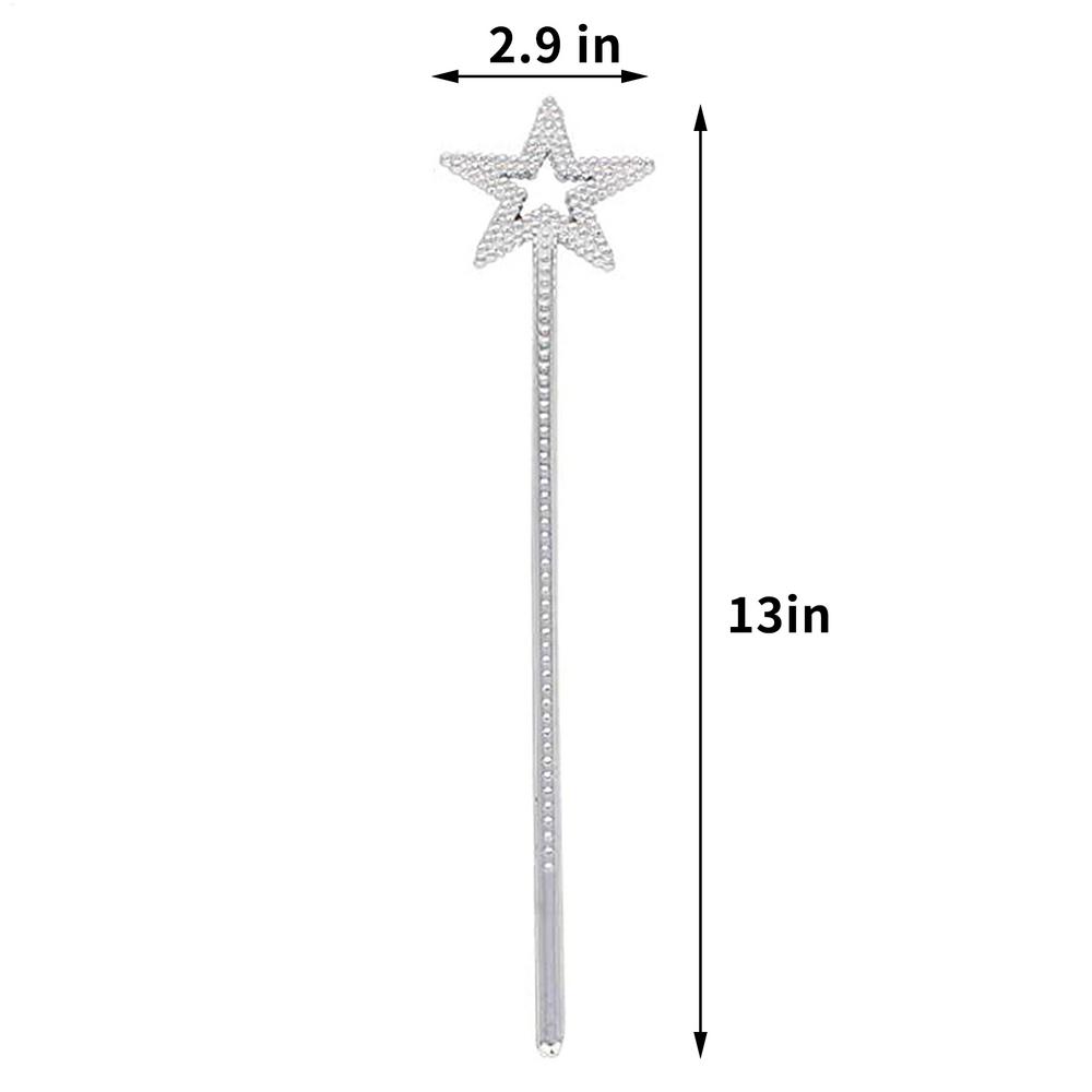 Pentagram Fairy Stick Makeup Prop Stick Star Wand Silver Fairy Wands Star  For Little Princesses, Fairies, Dancers