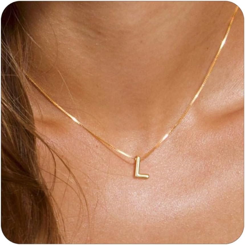 Initial Necklaces for Women Trendy, 14K Gold Plated Dainty A-Z Letter Pendant Necklaces Cute Personalized Name Necklace Non Tarnish Fashion