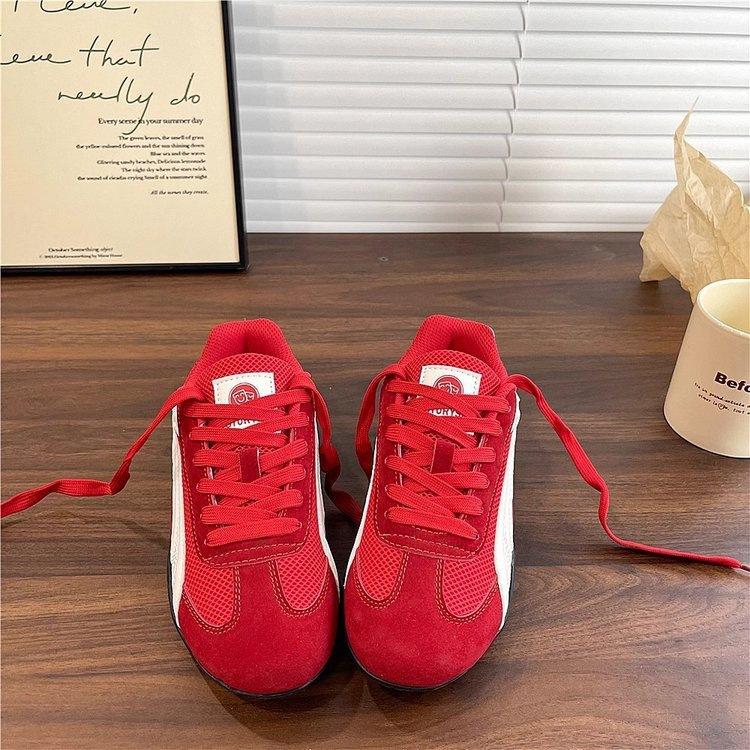 Mesh Platform German Training Shoes Women's Autumn New Casual Shoes Retro Heightening Breathable Sports Versatile