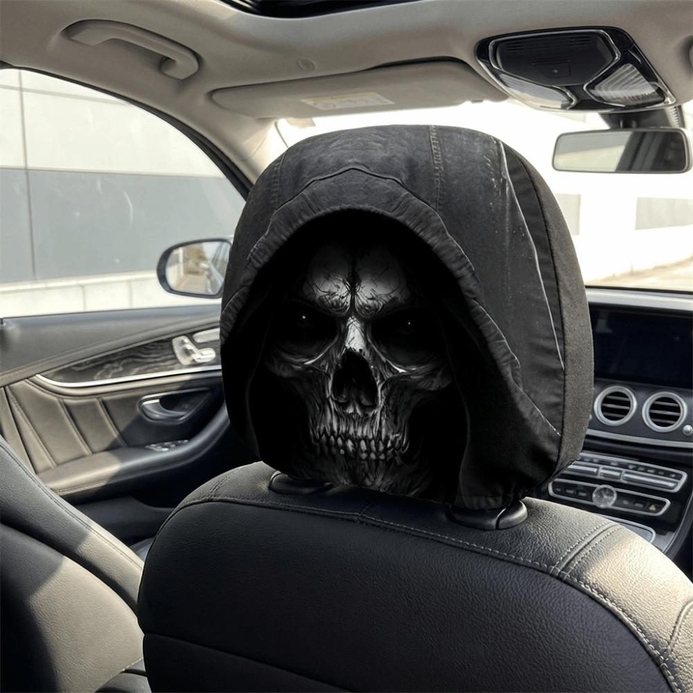 Scary Face Print Seat Headrest Protectors Stain-Proof Oil-Proof Halloween Car Pillowcase Car Seat