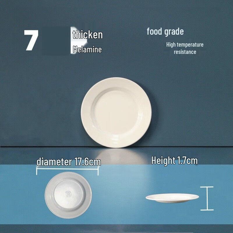 White Melamine 7-inch Round Dinner Plates (10-Pack)