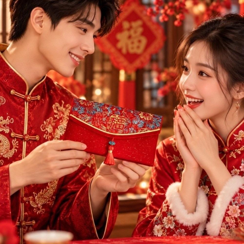 Magnetic Buckle Brocade Red Envelopes Premium Embroidery Gift Pouches  Family Gathering
