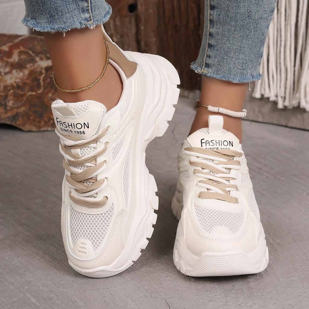 Women 2025 Spring Autumn Summer Breathable Platform Sneakers Casual Mesh Lightweight Sport Running Shoes