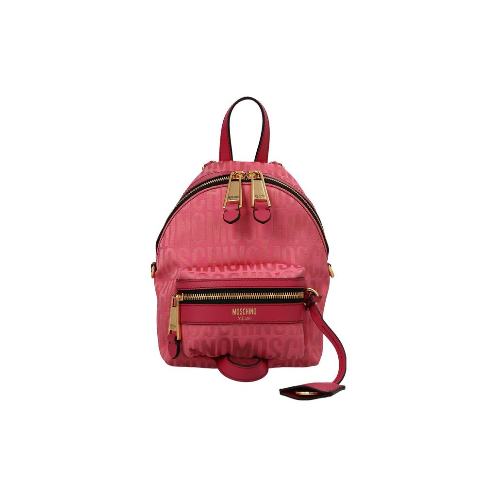 Moschino Letter Print Zipper Closure Cotton Polyester Backpack Women Backpack Purple Red A760382681207