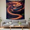 Fantasy Wall Tapestry Coiled Serpent Snake Iridescent Scales Mystical Jungle Warm Glow Decor for Bedroom Gift