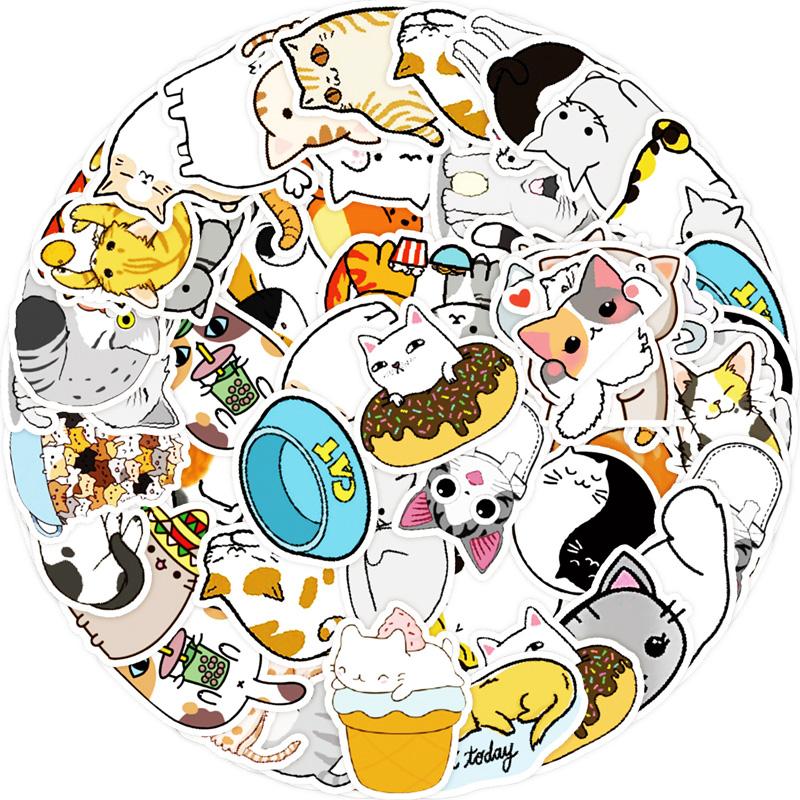 50Pc Funny Cute Cat Stickers Skateboard Stickers Extreme Sports Stickers Trolley Case Guitar Mug Notebook Trend Stickers