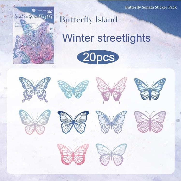 20pcs/set hot stamping PET shell light sticker butterfly DIY butterfly cake decoration party supplies butterfly cake ornaments