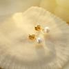 Stainless Steel Pearl Steel Ball Stud Earrings For Girls Niche Versatile Light Luxury Earrings Earrings