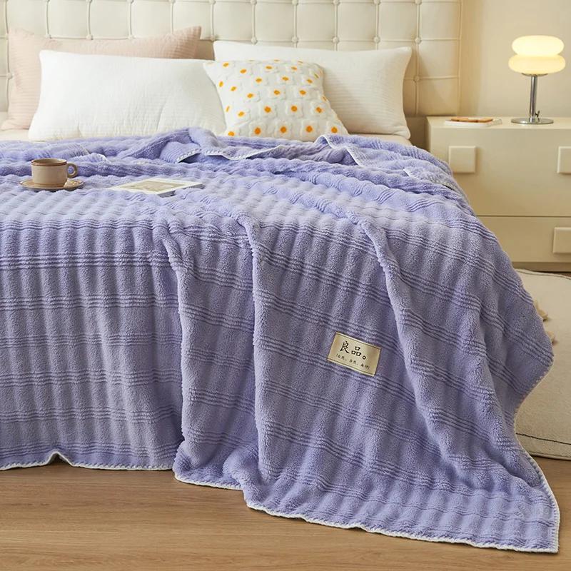 

Soft Warm Blankt for Winter Thickened Flannel Fleece Plaids Sofa Green Color Single/Queen/King Size Thow Blanket /Bedspreads 100x150cm фіолетовий